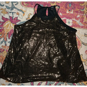 Torrid Black & Gold Sequin Tank Top Plus Size 3X